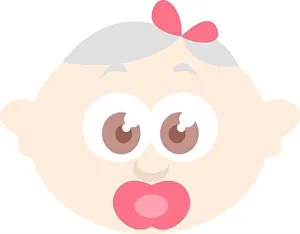 Vector Vectors Prints: Baby girl with light brown eyes, illustration, on a white background