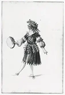 Allegory Prints: A Bacchante is represented in a work by an anonymous French artist and preserved as a 1945 photographic reproduction
