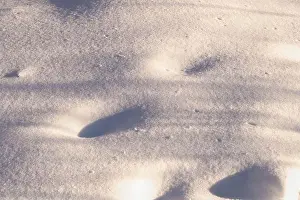 Snowbound Prints: Background with a fragment of an uneven snow surface with pits and shadows