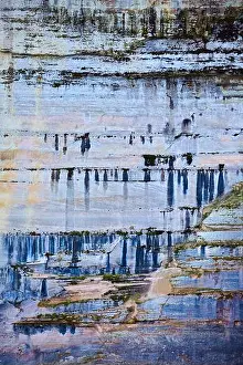 Vessel Prints: Background Pictured Rocks with minerals dripping like paint down stone cliff wall