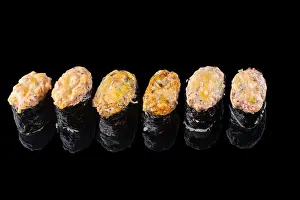 Cream Cheese Prints: Baked Maki sushi. Hot unagi maki with tobiko