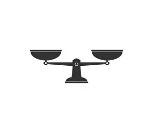 Judgment Prints: Balance scale icon. Vector illustration flat