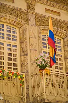 Cuenca Prints: Balcony of historic building with Ecuadorian flag