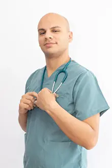 Bald Prints: Bald doctor with medical scrubs