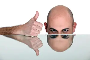 Bald Prints: Bald man giving thumbs-up