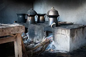 Balinese Prints: A Balinese kitchen still uses wood for cooking at a Hindu temple anniversary