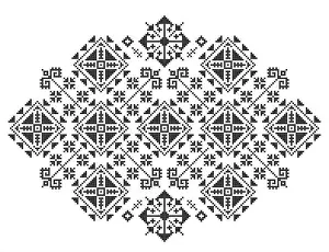 Slavic Prints: Balkan folk art vector pattern styled as traditional Zmijanje embroidery design from Bosnia and Herzegovina