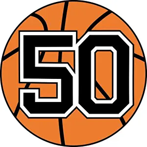 ball of basketball symbol with number 50