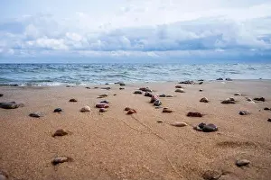 Sea Shore Prints: Baltic beach with washed up stones after a storm