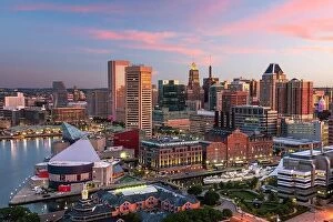 Images Dated 13th June 2016: Baltimore, Maryland, USA Skyline on the Inner Harbor at dusk
