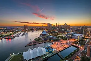 Baltimore, Maryland, USA Skyline on the Inner Harbor at dusk