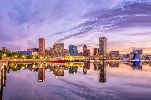 Baltimore, Maryland, USA Skyline on the Inner Harbor at dusk