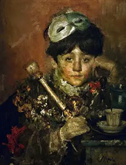 Culture History Prints: Bambino con Maschera - Child with mask by Antonio Manchini