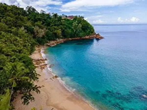 Dominican Prints: Banana beach Phuket Thailand, tropical beach with palm trees in Phuket Thailand