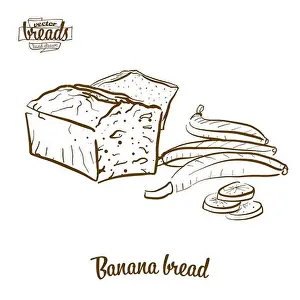 Caramel Prints: Banana bread bread vector drawing