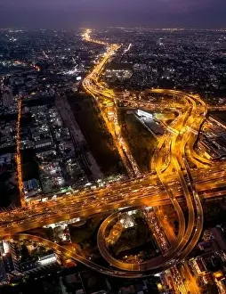 Sukhumvit Prints: Bangkok Aerial view, above Ekkamai district in Thailand