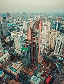 Sukhumvit Prints: Bangkok Aerial view, above Sukhumvit and Thonglor district in Thailand