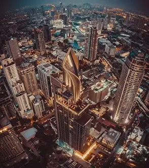 Sukhumvit Prints: Bangkok Aerial view, above Sukhumvit and Thonglor district in Thailand
