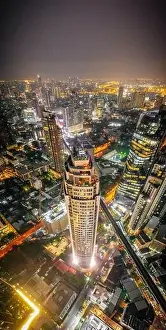 Sukhumvit Prints: Bangkok Aerial view, above Sukhumvit and Thonglor district in Thailand