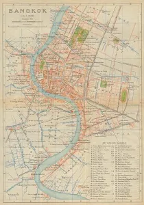 Eastern Asia Prints: Bangkok antique town city plan. Thailand 1920 old map chart