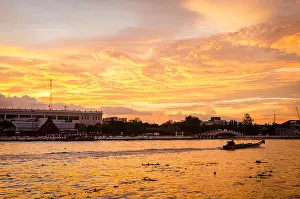 High Definition Prints: Bangkok, beautiful dramatic sunset on river Chao Phraya