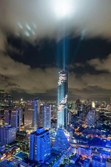 August Collection: Bangkok city skyline, Mahanakhon skyscraper tower is tallest buildings in Thailand, Silom area