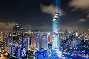 Bangkok city skyline, Mahanakhon skyscraper tower is tallest buildings in Thailand, Silom area, Bangkok Thailand