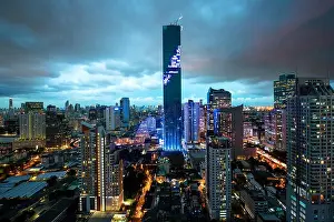 Bangkok city skyline, Mahanakhon skyscraper tower is tallest buildings in Thailand, Silom area, Bangkok Thailand