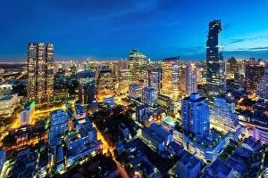 Images Dated 14th June 2016: Bangkok cityscape in Thailand. Bangkok night view in business district, Thailand. Bangkok skyscraper