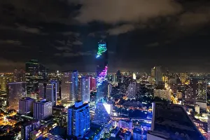 Bangkok night view with skyscraper in business district in Bangkok Thailand
