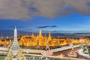 Bangkok, Thailand at the Temple of the Emerald Buddha and Grand Palace at dusk