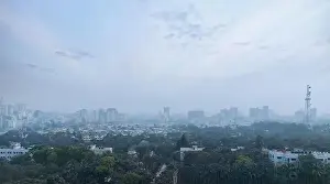Dhaka Drone Shot Prints: Bangladesh capital Dhaka city landscape on a sunny morning