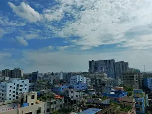 Dhaka Drone Shot Prints: Bangladesh capital Dhaka city landscape on a sunny morning