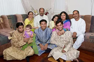 Muslims Prints: Bangladeshi American family at home for the Muslim holiday of Eid