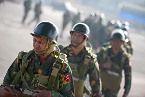 Paratroopers Prints: Bangladeshi paratroopers board a US Air Force C-130H aircraft during Exercise Cope South January 24