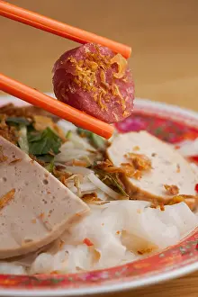 Saigon Prints: Bánh ướt, a Vietnamese rice noodle dish served with Chả lụa (Vietnamese sausage)