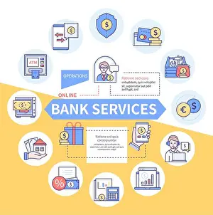 Outline Vector Vectors Prints: Banking services - vector line design style banner