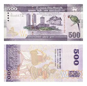 Backside Prints: Banknotes 500 Sri Lankan Rupees, front and back, Sri Lanca