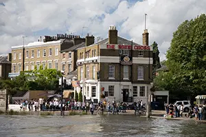 Flooding Prints: Banks of the River Thames flooding at the White Cross pub, Richmond