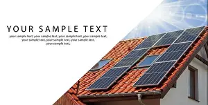 Photovoltaic Prints: BANNER - Solar Panels With Sunlight. Renewable Energy Concept