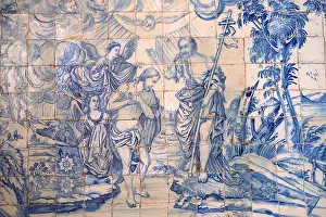 Baptism Prints: The baptism of Jesus by John the Baptist. Panel of tiles. Lisbon. Portugal