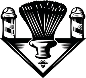 Barber Prints: barber shop brush and pole retro