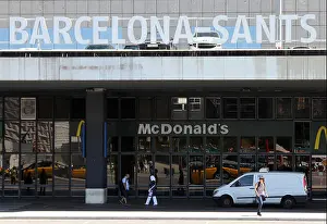 Vans Prints: Barcelona Sants, main railway station with Mc Donald's below, Barcelona, Spain