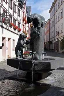 Things Prints: Bärenbrunnen bear fountain in Bernkastel Bernkastel Kues Middle Moselle region district Bernkastel Wittlich Rhineland