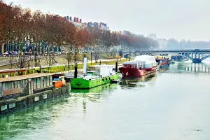 Houseboat Prints: Barges on the Rhone river