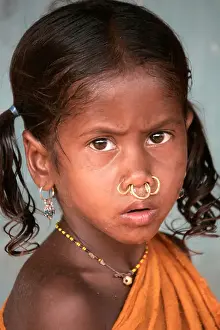 Earrings Prints: Baroja girl at the village of Janiguba, near Jeypore, Orissa, India