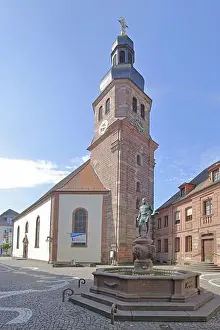 Handcraft Prints: Baroque Luther Church built in 1758 and cobbler's fountain