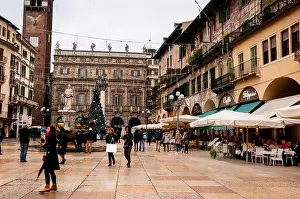Northern Italy Prints: Baroque style Palazzo Maffei on Piazza delle Erbe, Verona, Italy