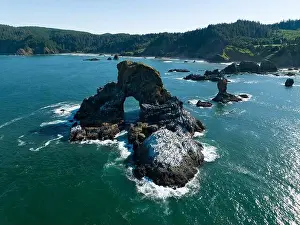 Basalt sea stacks lie just off the Northern Oregon shoreline, not far west of Portland. This part of the Pacific Northwest is absolutely beautiful