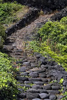 Basalt Prints: Basalt stone stairs on Pico island, Azores